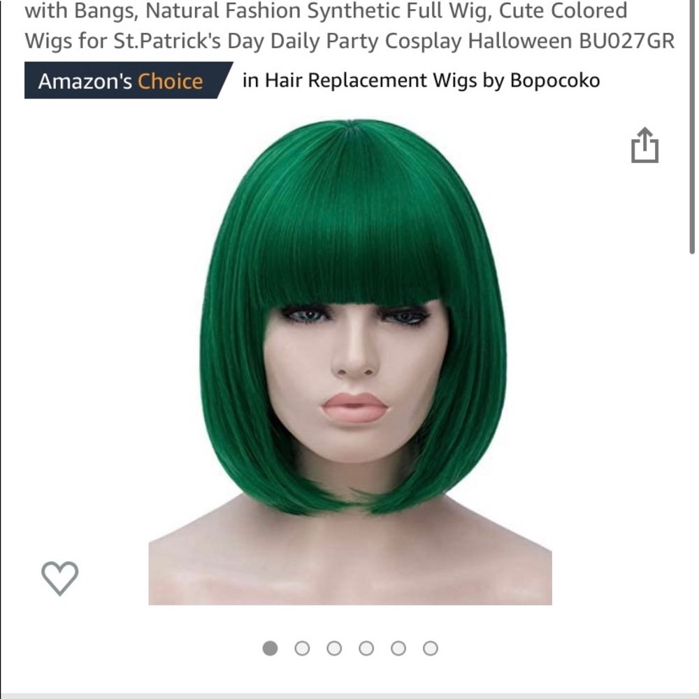 Green Bob Wig Costume Wig
